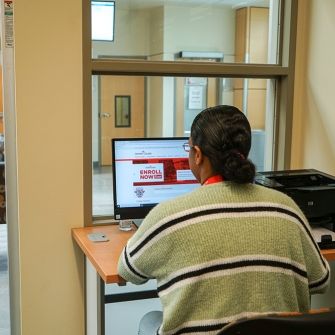 Woman working on a computer