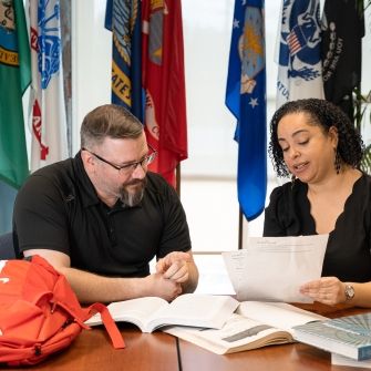 Military student being helped by Military & Veteran Programs staff