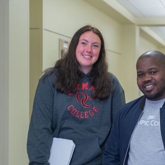 Two students in Bldg. 4.