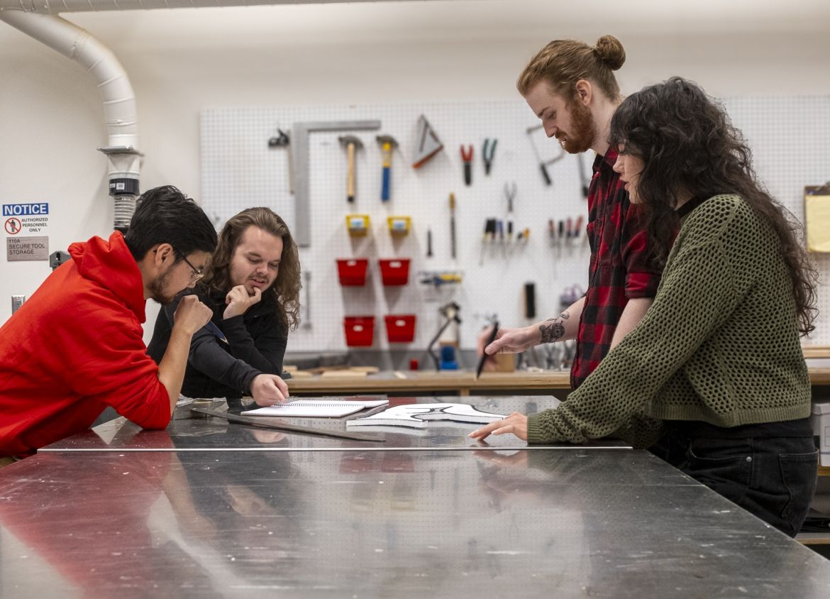 Filmmaking students in workshop