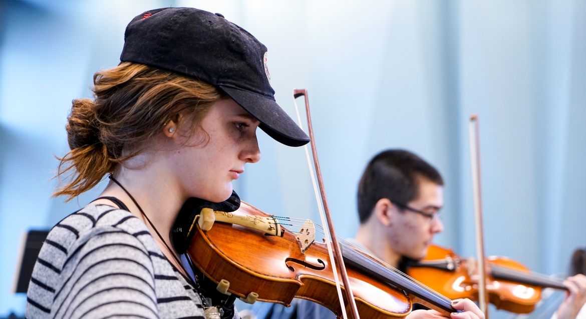 Female playing violin