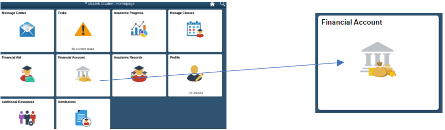 Olympic College ctcLink screenshot highlighting the Financial Account tile