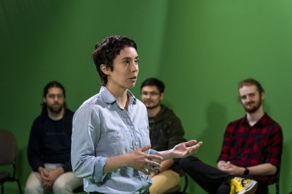 Filmmaking professor teaching students