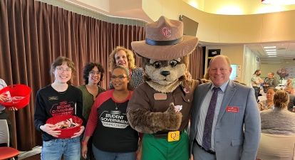 Gifford with students at employees at the BSC.