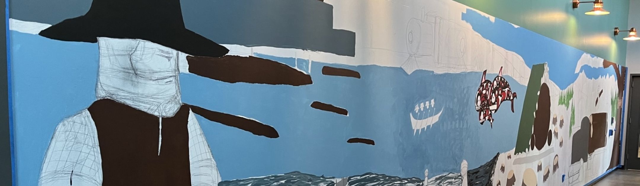 Shelton Campus mural in-progress