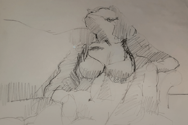 Drawing of female figure