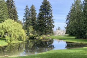 Picturesque green landscape and pond at Bloedel Reserve