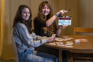 Film students smiling on set