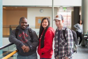Groups of students in bldg. 7