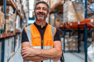 Warehouse worker in safety vest