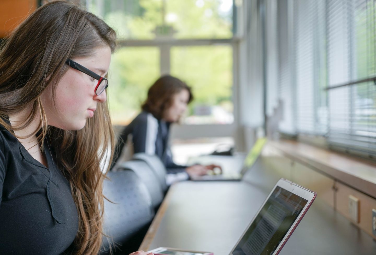 Students studying on laptops
