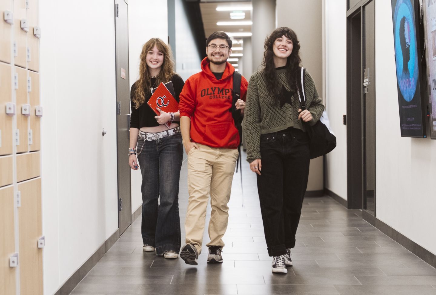 Students walking in hallway.
