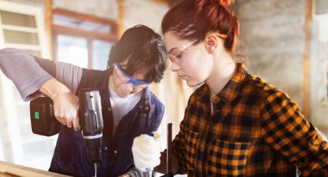 Female construction workers.