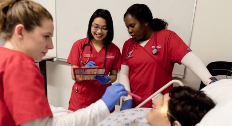 Nursing students in simulation lab