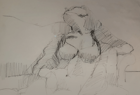 Drawing of female figure