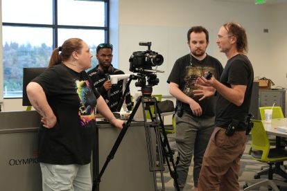 Filmmaking Faculty with students.